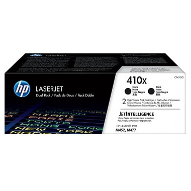 HP 410X (CF410XD) Color LaserJet Pro M452 MFP M477 2-Pack High Yield Black Original LaserJet Toner Cartridges (2 x 6500 Yield)